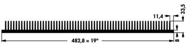 Heatsink: extruded; grilled; natural; L: 1m; W: 482.8mm; H: 33.5mm