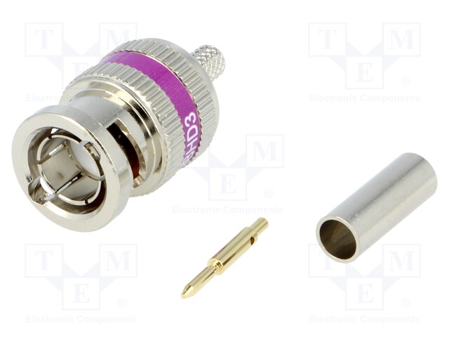 Plug; BNC; male; 75Ω; B1855A; crimped; for cable; gold-plated