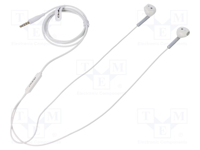 Headphones with microphone; white; Jack 3,5mm; earphones; 32Ω