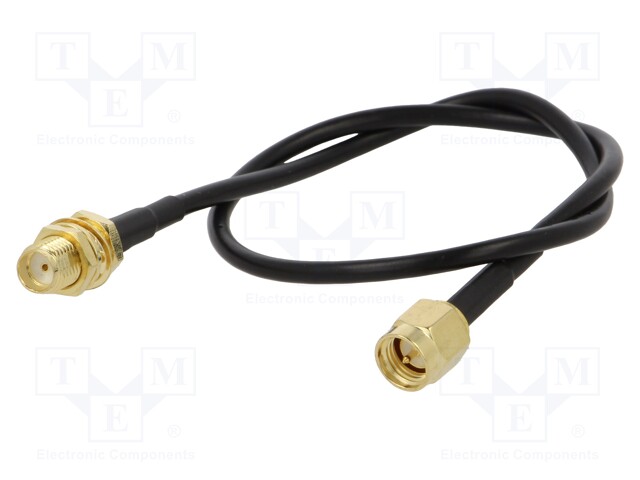 Cable; 50Ω; 0.3m; SMA socket,SMA plug; black; straight