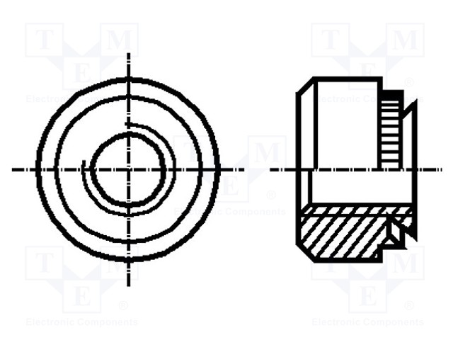 Nut; round; M4; A1 stainless steel; BN: 641; push-on