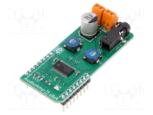 Click board; amplifier; GPIO; TPA3138D2; mikroBUS connector