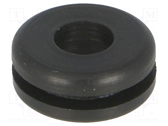 Grommet; Ømount.hole: 8mm; Øhole: 4.5mm; rubber; black