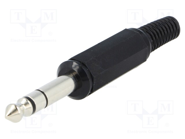 Plug; Jack 6,35mm; male; stereo; with strain relief; ways: 3