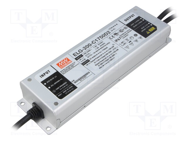 Power supply: switched-mode; LED; 199.5W; 57÷114VDC; 1.75A; IP67