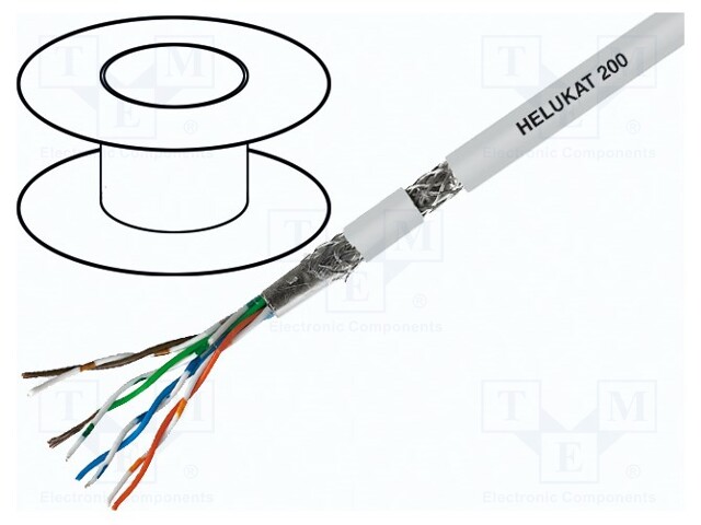 Wire; HELUKAT® 200,SF/UTP; 5e; stranded; Cu; 4x2x26AWG; FRNC; grey