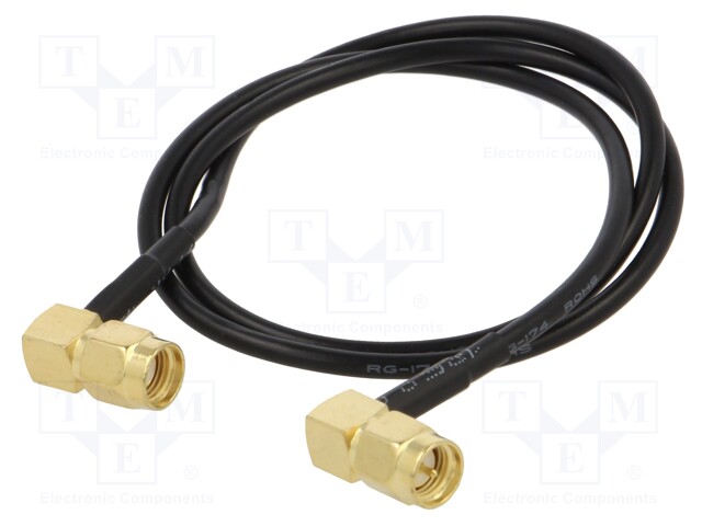 Cable; 50Ω; 0.5m; RP-SMA male,SMA plug; black; angled