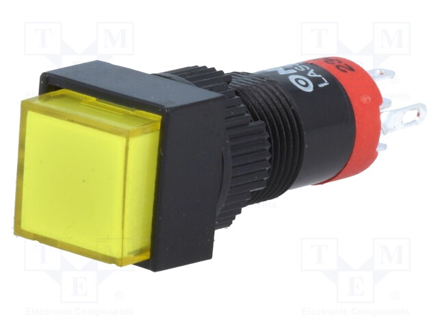 Switch: push-button; Pos: 2; SPDT; 0.5A/250VAC; 1A/24VDC; yellow