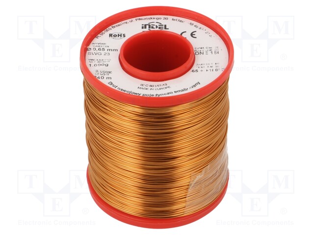 Coil wire; single coated enamelled; 0.65mm; 1kg; -65÷180°C