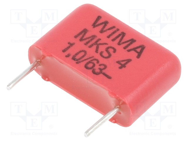 Capacitor: polyester; 1uF; 40VAC; 63VDC; Pitch: 10mm; ±10%; 4x9x13mm