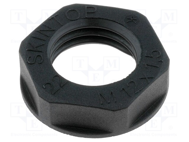 Nut; M12; polyamide; UL94V-2; 17mm; black; -20÷100°C; Thread: metric