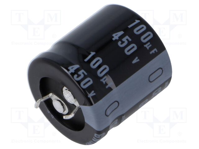 Capacitor: electrolytic; SNAP-IN; 100uF; 450VDC; Ø25x25mm; ±20%