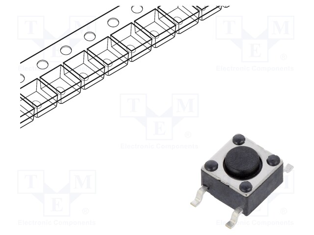 Microswitch TACT; SPST-NO; Pos: 2; 0.05A/50VDC; SMT; 1.57N; 6x6x4mm