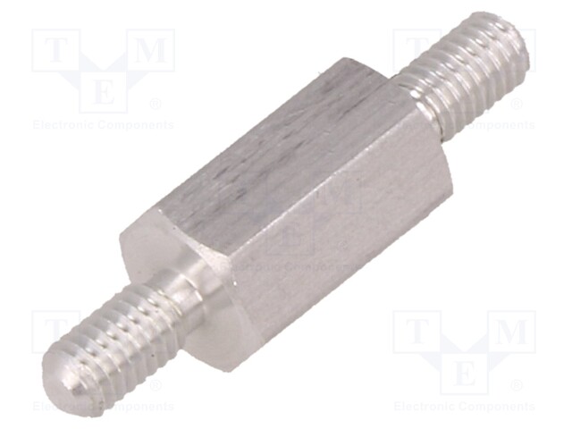 Screwed spacer sleeve; 10mm; Ext.thread: M3; hexagonal; aluminium