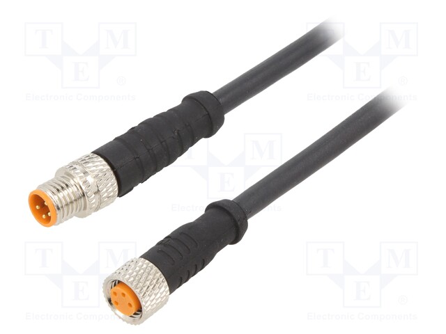 Connection lead; M8; PIN: 4; 0.6m; plug; 50VAC; 4A; -25÷80°C; IP67