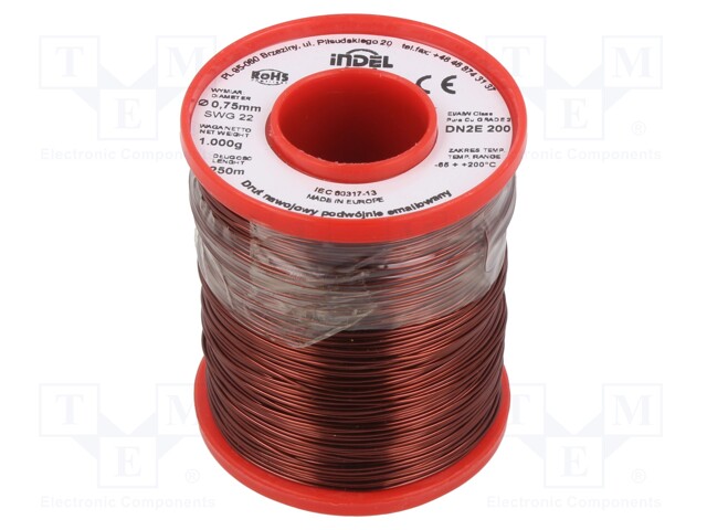 Coil wire; double coated enamelled; 0.75mm; 1kg; -65÷200°C