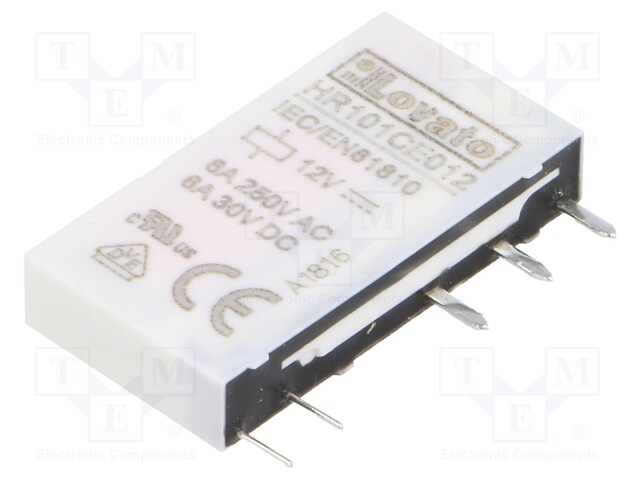 Relay: electromagnetic; SPDT; Ucoil: 12VDC; 6A/250VAC; 6A/30VDC; 6A