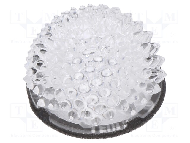 LED lens; round; Mat: polycarbonate; transparent; H: 14.6mm; Ø: 24mm