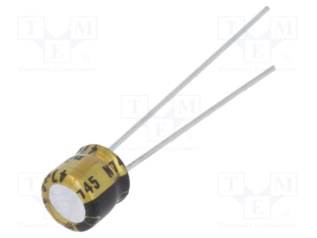 Capacitor: electrolytic; THT; 47uF; 6.3VDC; Ø5x5mm; Pitch: 2mm; ±20%