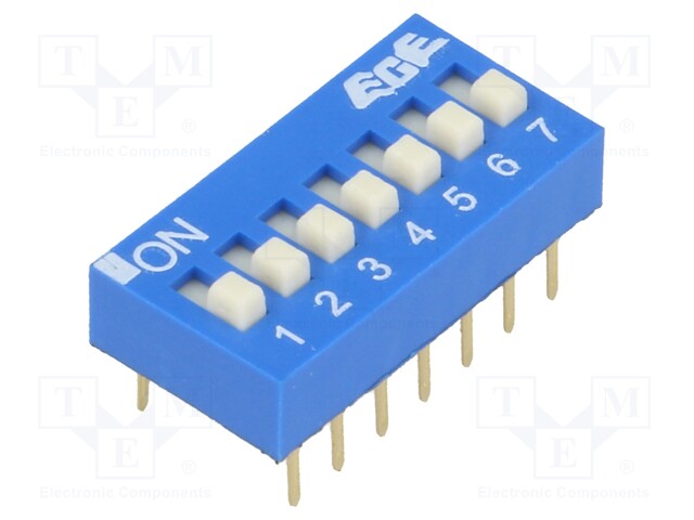 Switch: DIP-SWITCH; Poles number: 7; ON-OFF; 0.025A/24VDC; Pos: 2