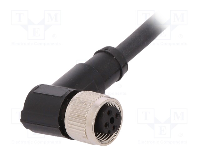 Connection lead; M12; PIN: 4; angled; 5m; plug; 250VAC; 4A; -25÷80°C