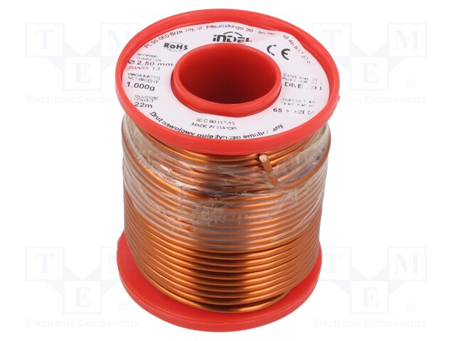 Coil wire; single coated enamelled; 2.5mm; 1kg; -65÷200°C