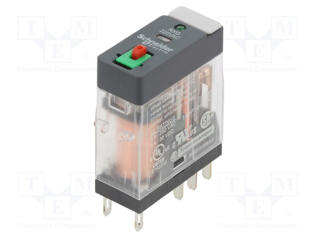 Relay: electromagnetic; DPDT; Ucoil: 220VAC; 5A/250VAC; 5A/30VDC