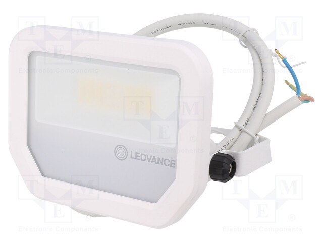 Lamp: LED flood light; 4000K; IP65; Body: white; 20W; Len: 1m; 230VAC