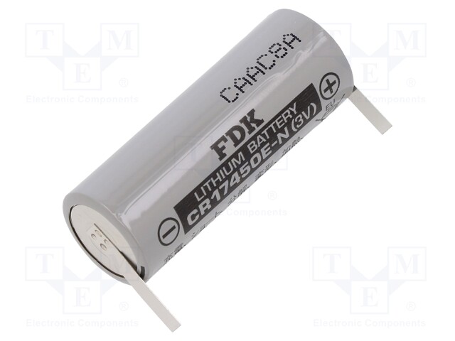 Battery: lithium; 3V; 4/5A,CR8L; soldering lugs; Ø17x45mm; 2600mAh