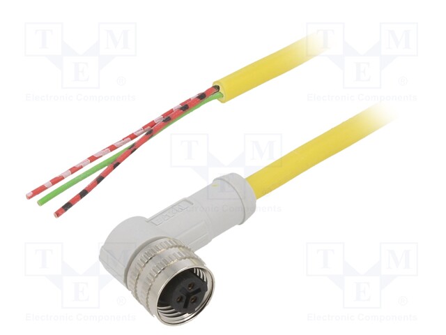 Connection lead; M12; PIN: 3; angled; 5m; plug; -25÷70°C; IP67