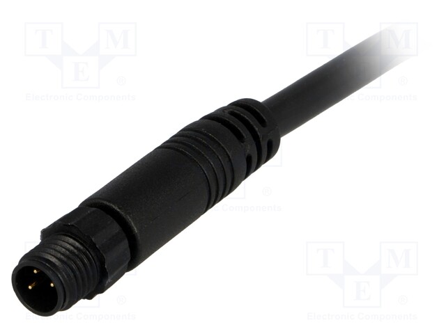 Connector: M8; 1m; male; PIN: 3; straight; plug; 3A; 60V; IP67