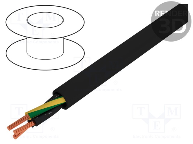 Wire; ÖPVC-JZ; 3G0,75mm2; unshielded; 600V,1kV; Cu; stranded; black