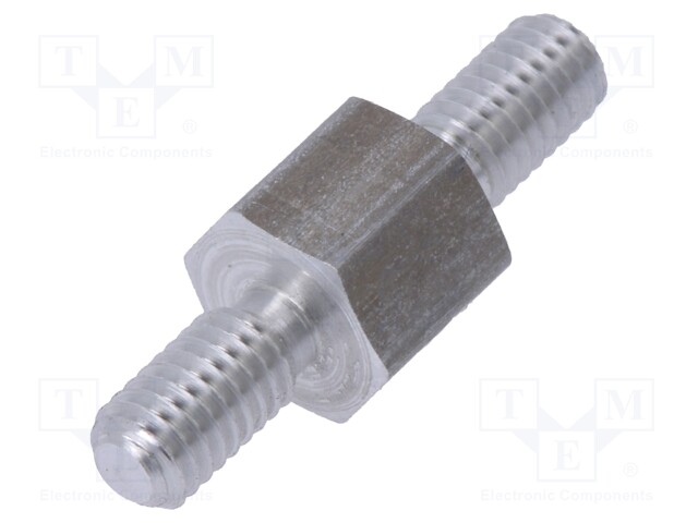 Screwed spacer sleeve; 5mm; Ext.thread: M3; hexagonal; aluminium