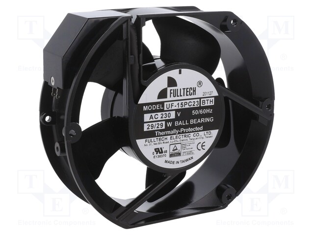 Fan: AC; axial; 230VAC; Ø171x51mm; 384m3/h; 58dBA; ball bearing