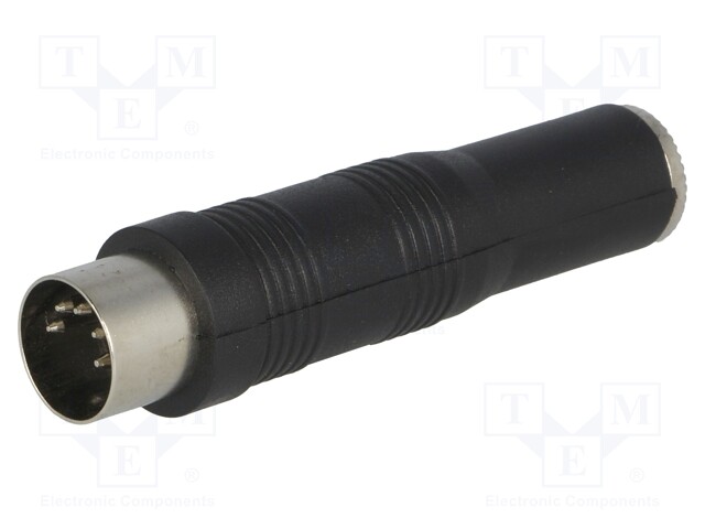 Adapter; DIN 5pin plug,Jack 6.35mm socket; stereo,180°; PIN: 5