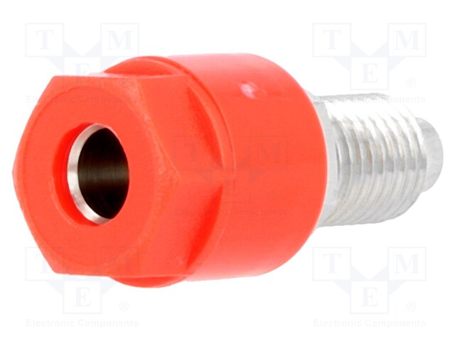 Socket; 4mm banana; 36A; 30VAC; 60VDC; Cutout: Ø6mm; red; insulated