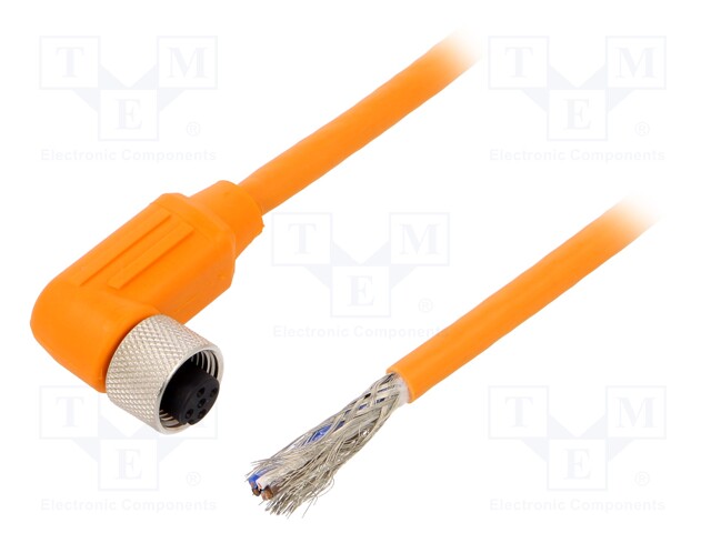 Connection lead; M12; PIN: 5; angled; 5m; plug; 60VAC; 4A; -25÷80°C