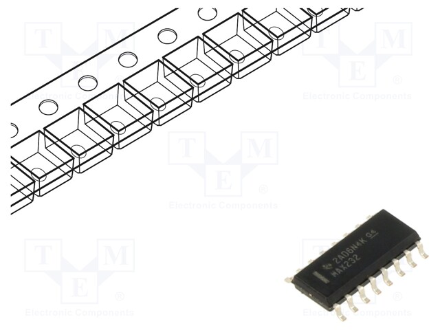 Transceiver RS232, 2 Drivers, 4.5V-5.5V supply, SOIC-16