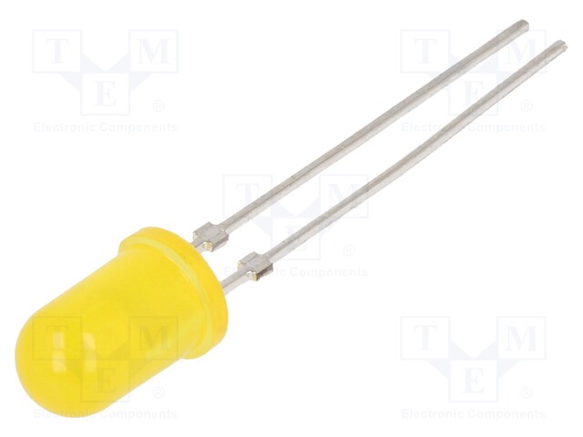 LED; 5mm; yellow; 1.6÷10mcd; 30°; Front: convex; Pitch: 2.54mm