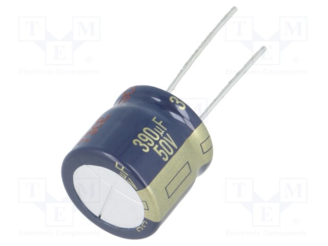 Capacitor: electrolytic; low impedance; THT; 390uF; 50VDC; ±20%