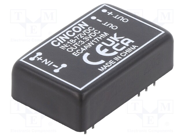 Converter: DC/DC; 3.3/6W; Uin: 18÷72V; 3.3VDC; Iout: 1000mA; 12.5g