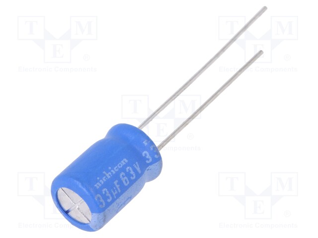 Capacitor: electrolytic; THT; 33uF; 63VDC; Ø8x11.5mm; Pitch: 3.5mm