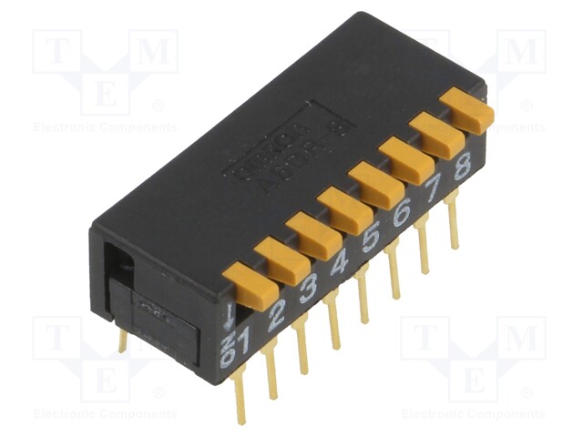 Switch: DIP-SWITCH; Poles number: 8; ON-OFF; 0.03A/30VDC; Pos: 2