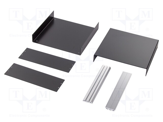 Enclosure: with panel; X: 260mm; Y: 250mm; Z: 90mm; aluminium; black