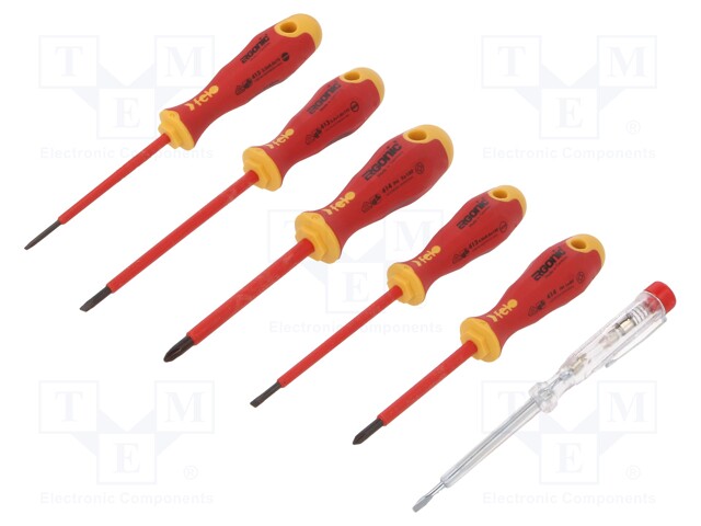 Kit: screwdrivers; Pcs: 5; insulated; 1kVAC; Phillips,slot