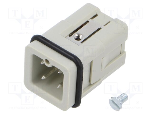 Connector: HDC; male; contact insert; 3+PE; 10A; PIN: 4; push-in