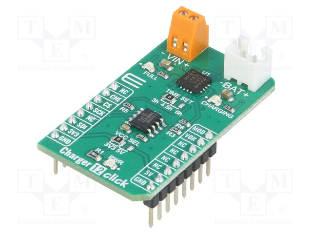 Click board; charger; GPIO,SPI; MAX1501,MCP4161; 3.3/5VDC