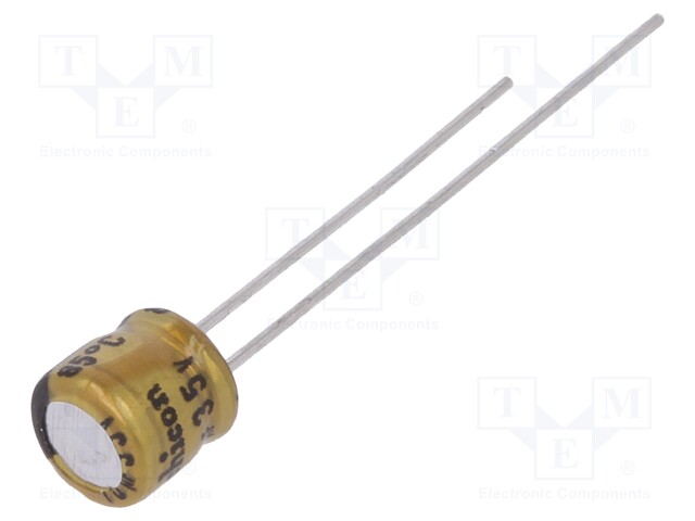 Capacitor: electrolytic; THT; 10uF; 35VDC; Ø5x5mm; Pitch: 2mm; ±20%