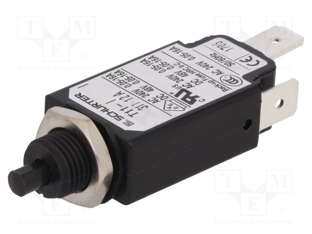 Circuit breaker; Urated: 240VAC; 48VDC; 12A; SPST; Poles: 1; screw