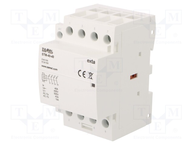 Contactor: 4-pole installation; 40A; 230VAC; NO x4; DIN; -5÷60°C